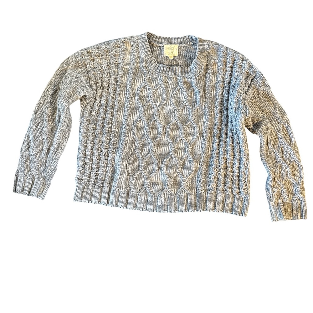 Women’s‎ Blue Gray Heathered Cable Knit Crewneck Sweater